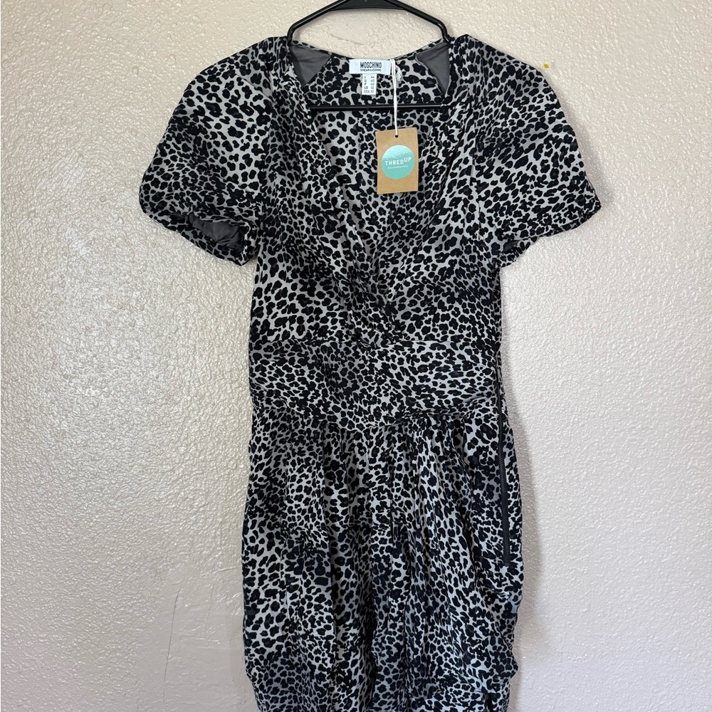 Moschino Black and White Leopard Print Dress Women’s‎ 10
